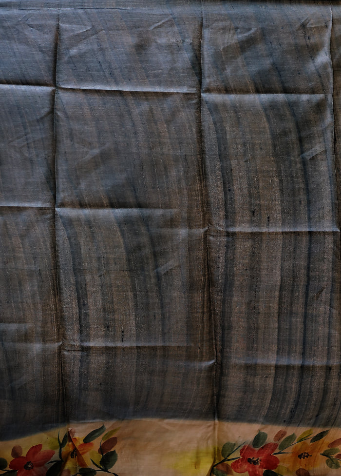 Multicolor Handloom Tussar Pure Silk Saree With Blouse Piece