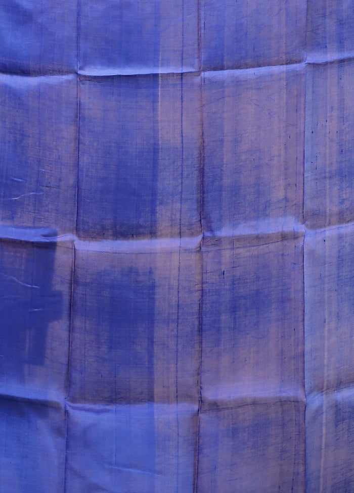 Blue Printed Pure Silk Saree Without Blouse Piece