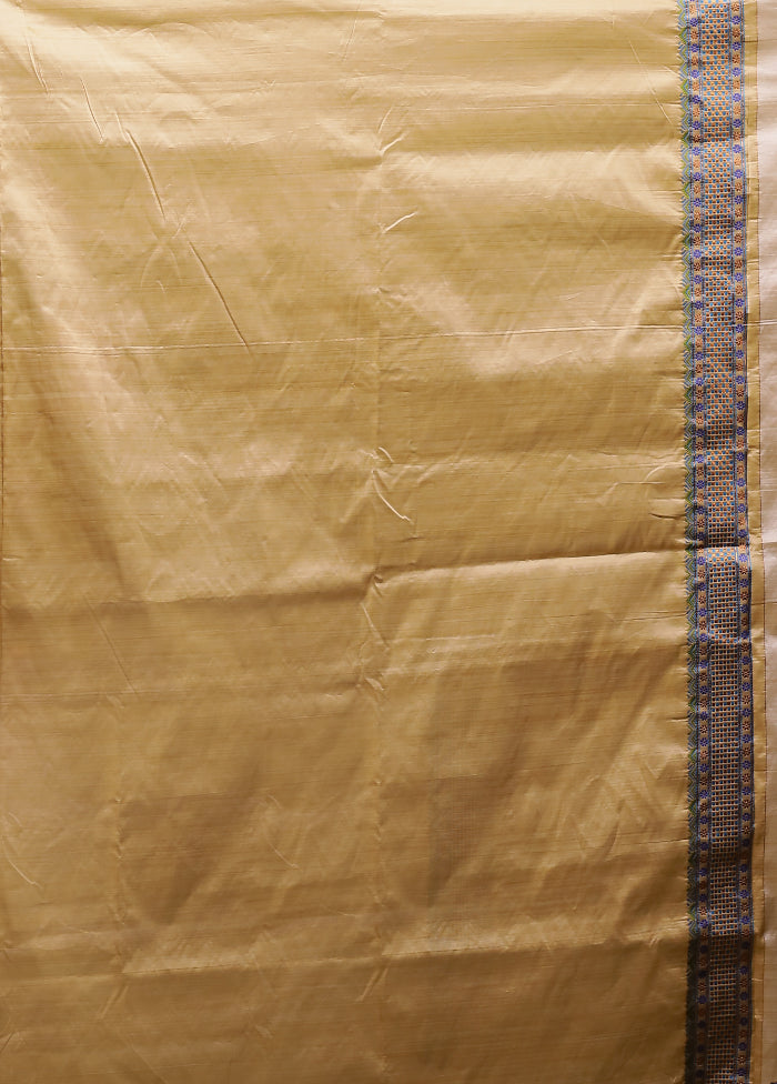 Cream Assam Silk Saree With Blouse Piece
