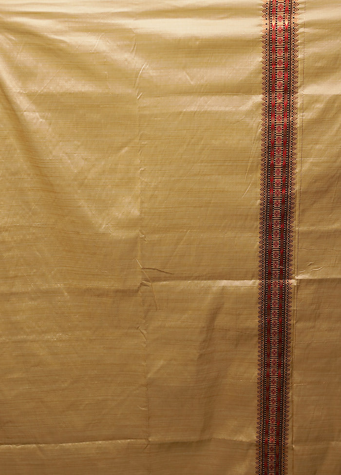 Cream Assam Silk Saree With Blouse Piece