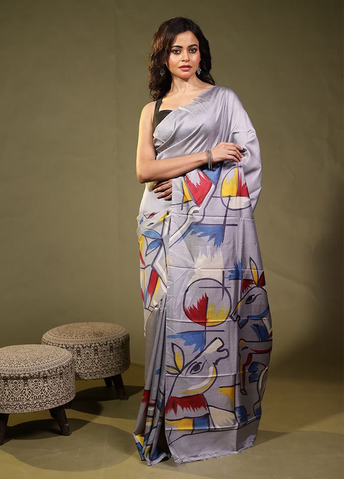 Multicolor Printed Pure Silk Saree Without Blouse Piece