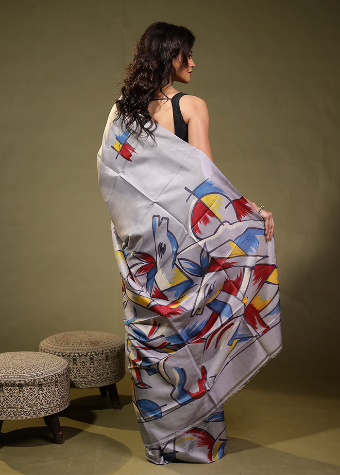 Multicolor Printed Pure Silk Saree Without Blouse Piece