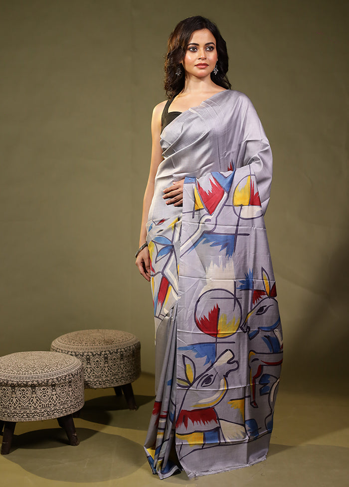Multicolor Printed Pure Silk Saree Without Blouse Piece