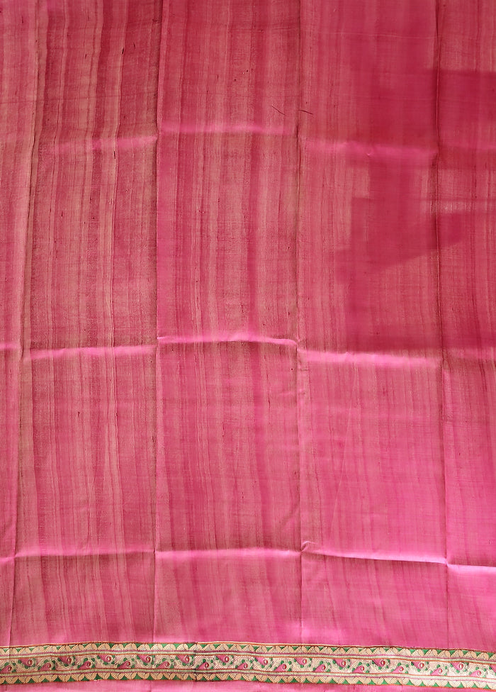 Pink Printed Pure Silk Saree Without Blouse Piece