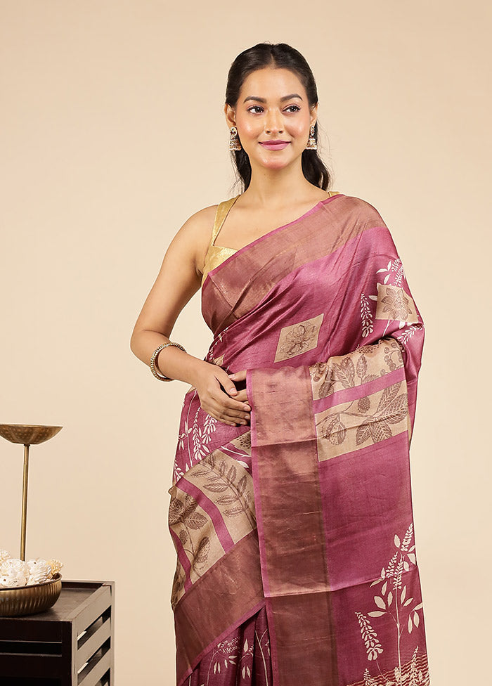 Multicolor Handloom Tussar Pure Silk Saree With Blouse Piece