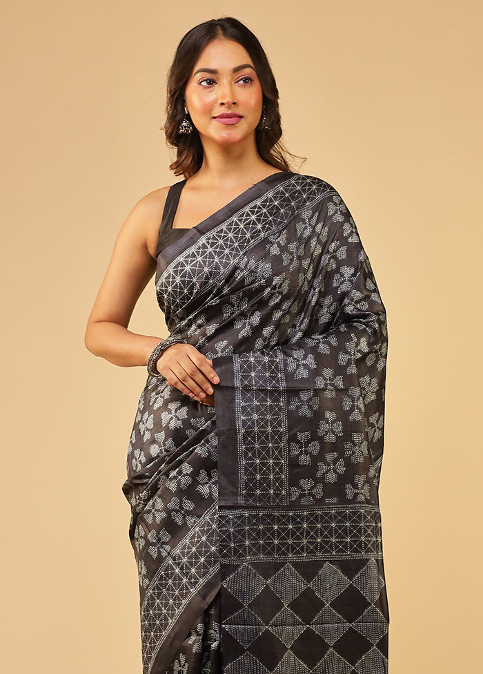 Blue Handloom Tussar Pure Silk Saree With Blouse Piece