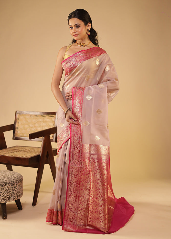 Purple Organza Saree With Blouse Piece