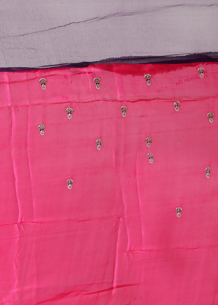 Purple Georgette Saree With Blouse Piece
