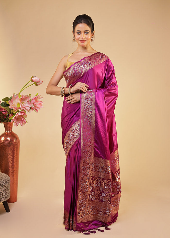 Purple Dupion Silk Saree With Blouse Piece