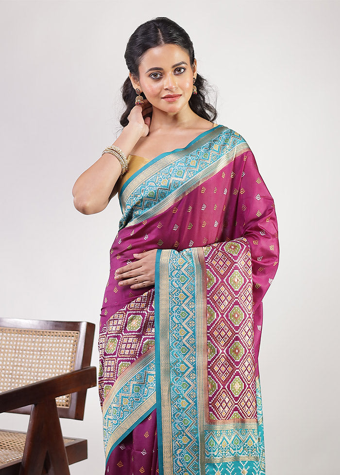 Purple Dupion Silk Saree With Blouse Piece