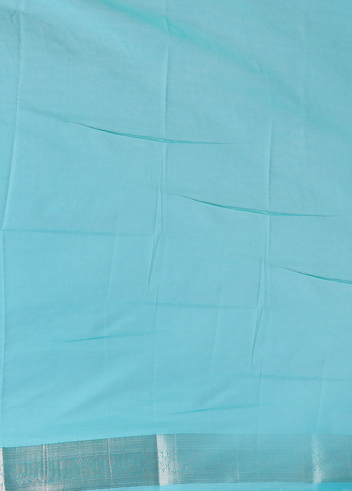 Blue Dupion Silk Saree With Blouse Piece