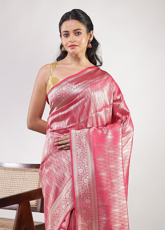 Pink Dupion Silk Saree With Blouse Piece