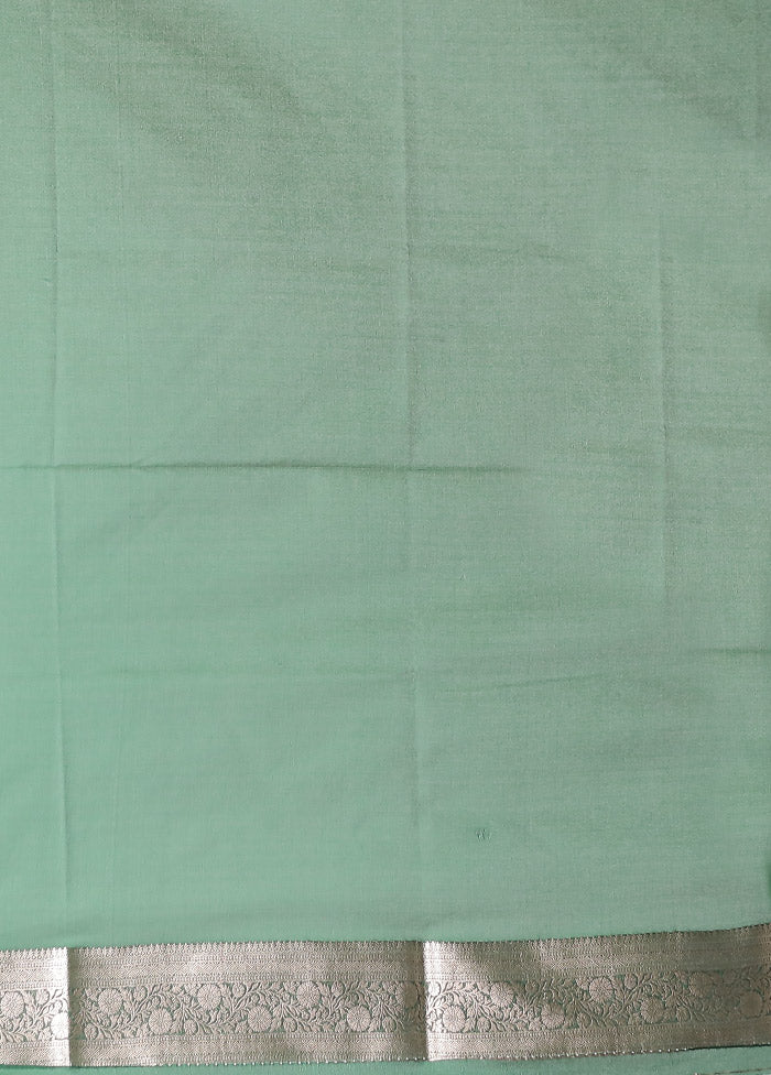 Green Dupion Silk Saree With Blouse Piece