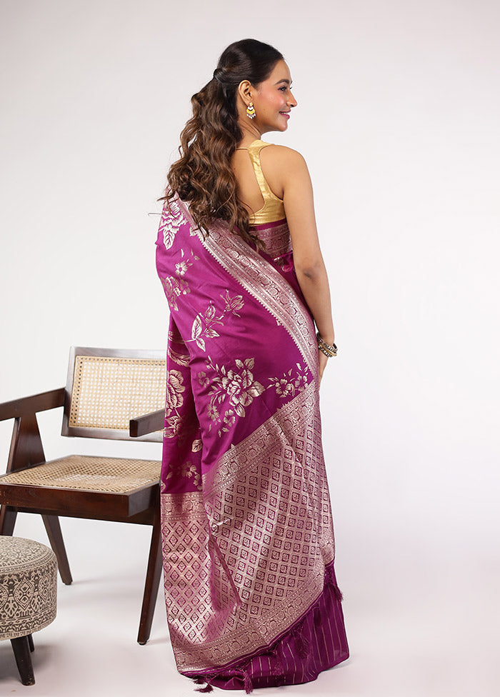 Purple Dupion Silk Saree With Blouse Piece