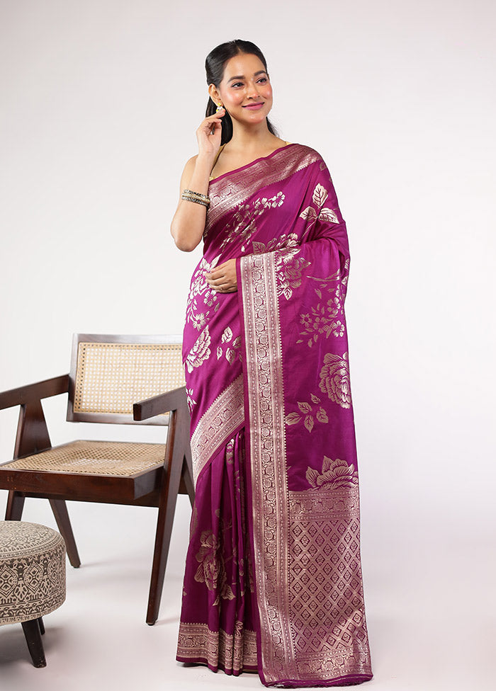 Purple Dupion Silk Saree With Blouse Piece