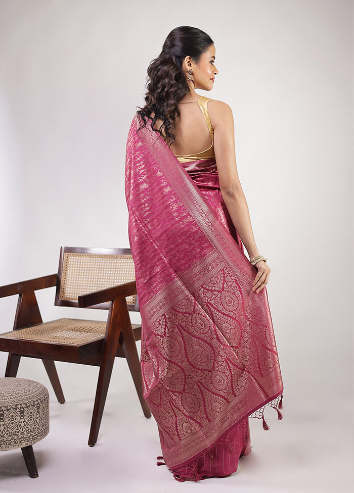 Pink Dupion Silk Saree With Blouse Piece
