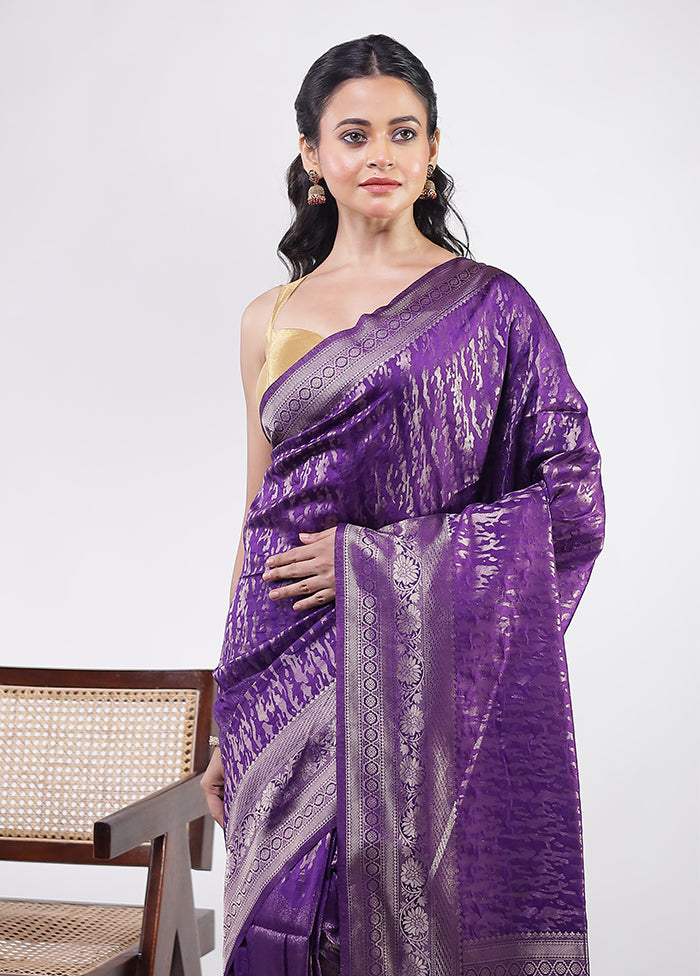 Purple Dupion Silk Saree With Blouse Piece