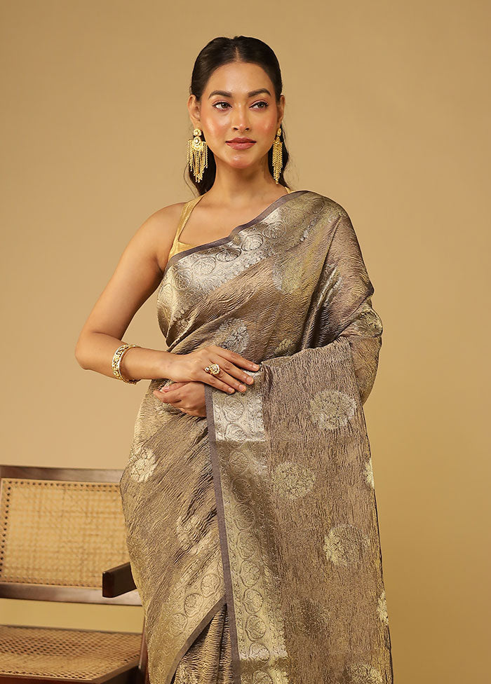 Grey Tissue Silk Saree With Blouse Piece
