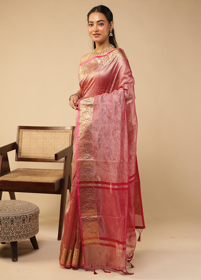 Purple Tissue Silk Saree With Blouse Piece