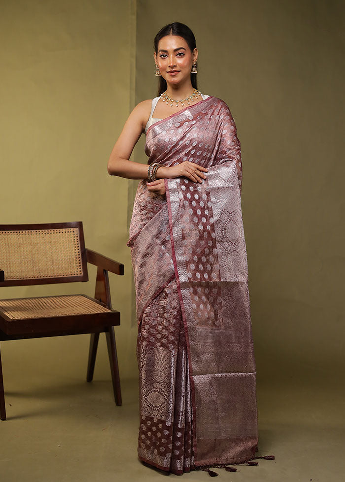 Purple Tissue Silk Saree With Blouse Piece