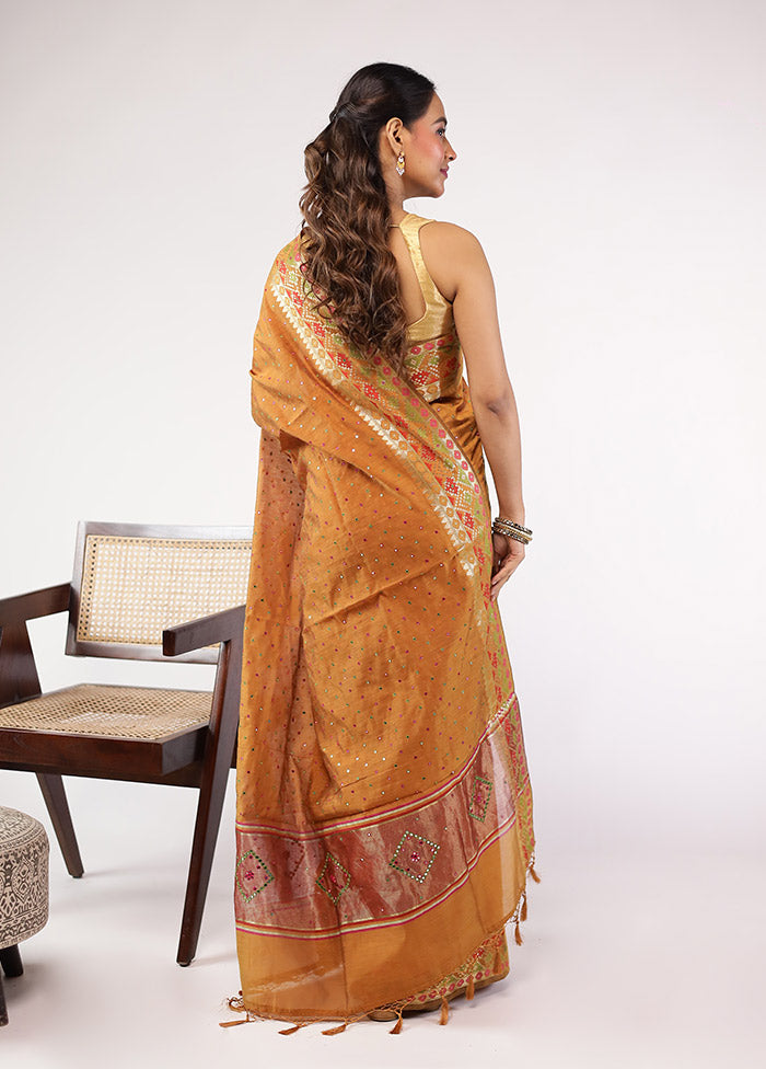 Yellow Pure Cotton Saree With Blouse Piece