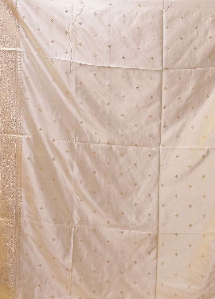 White Dupion Silk Saree With Blouse Piece