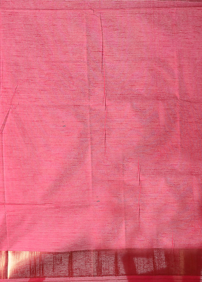 Pink Dupion Silk Saree With Blouse Piece