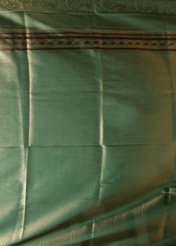 Green Dupion Silk Saree With Blouse Piece
