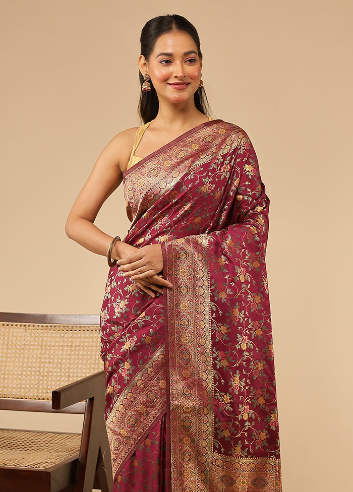 Purple Dupion Silk Saree With Blouse Piece