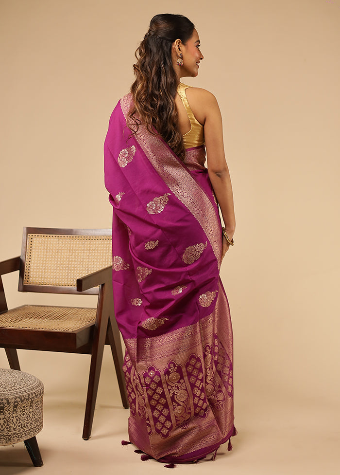 Purple Dupion Silk Saree With Blouse Piece