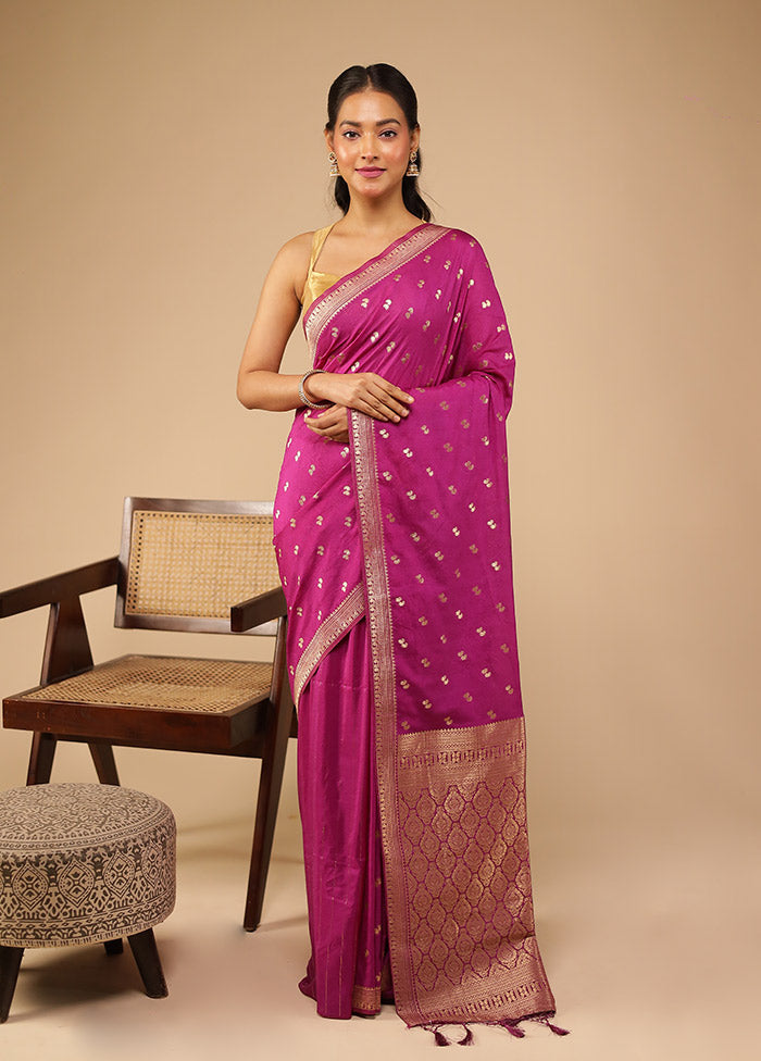 Purple Dupion Silk Saree With Blouse Piece