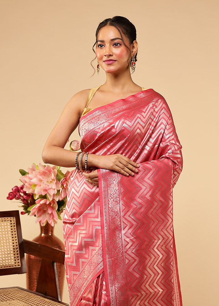 Pink Dupion Silk Saree With Blouse Piece