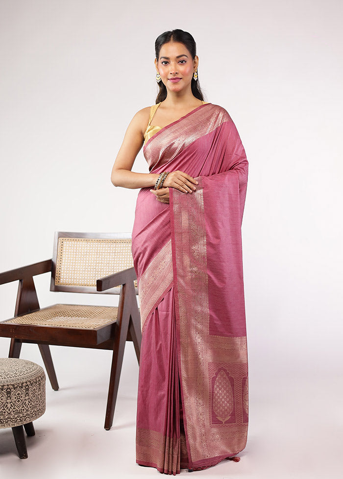Purple Dupion Silk Saree With Blouse Piece