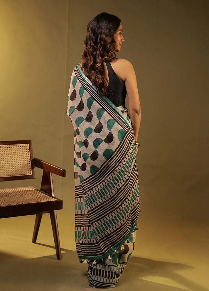 Multicolor Linen Silk Saree With Blouse Piece