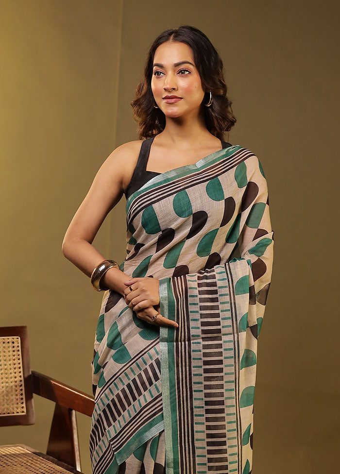Multicolor Linen Silk Saree With Blouse Piece