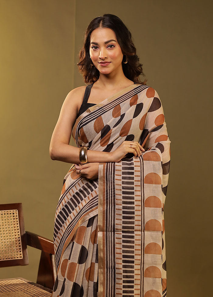 Multicolor Linen Silk Saree With Blouse Piece