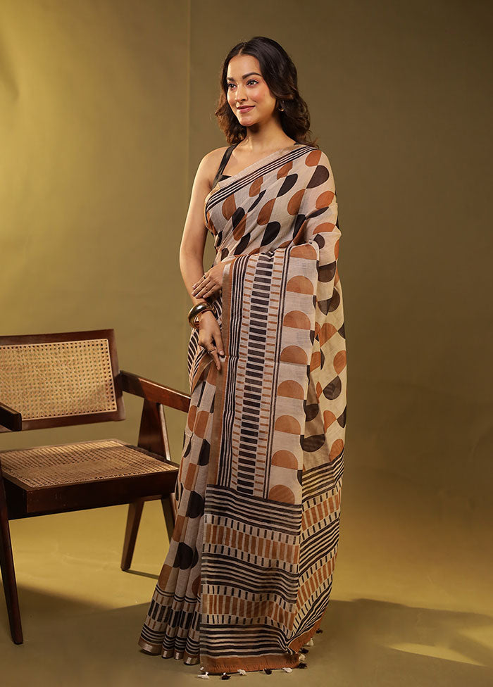 Multicolor Linen Silk Saree With Blouse Piece