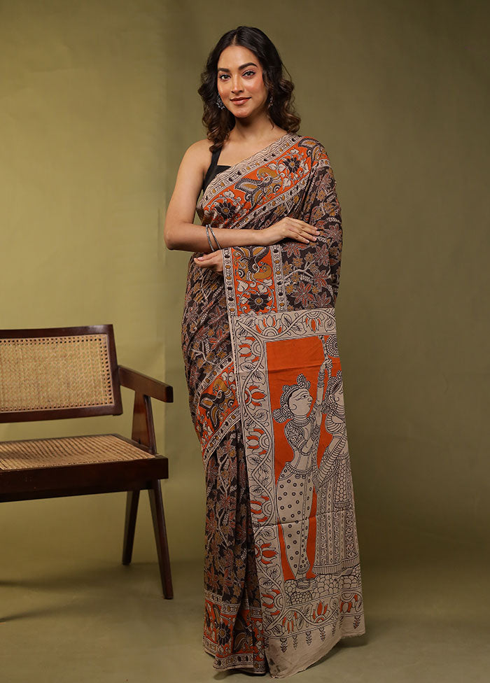 Brown Cotton Saree With Blouse Piece