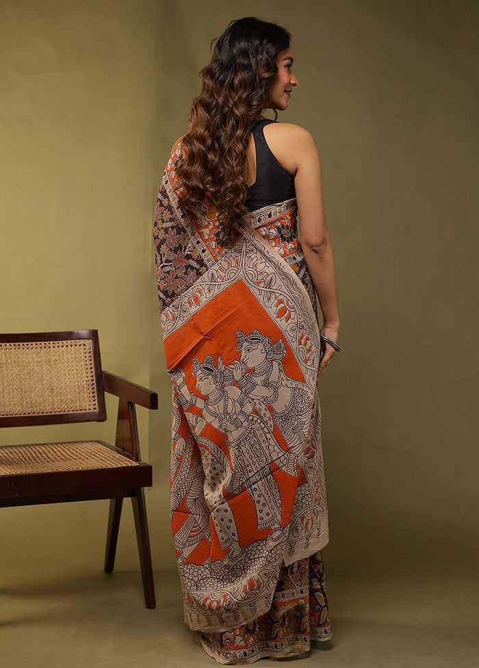 Brown Cotton Saree With Blouse Piece