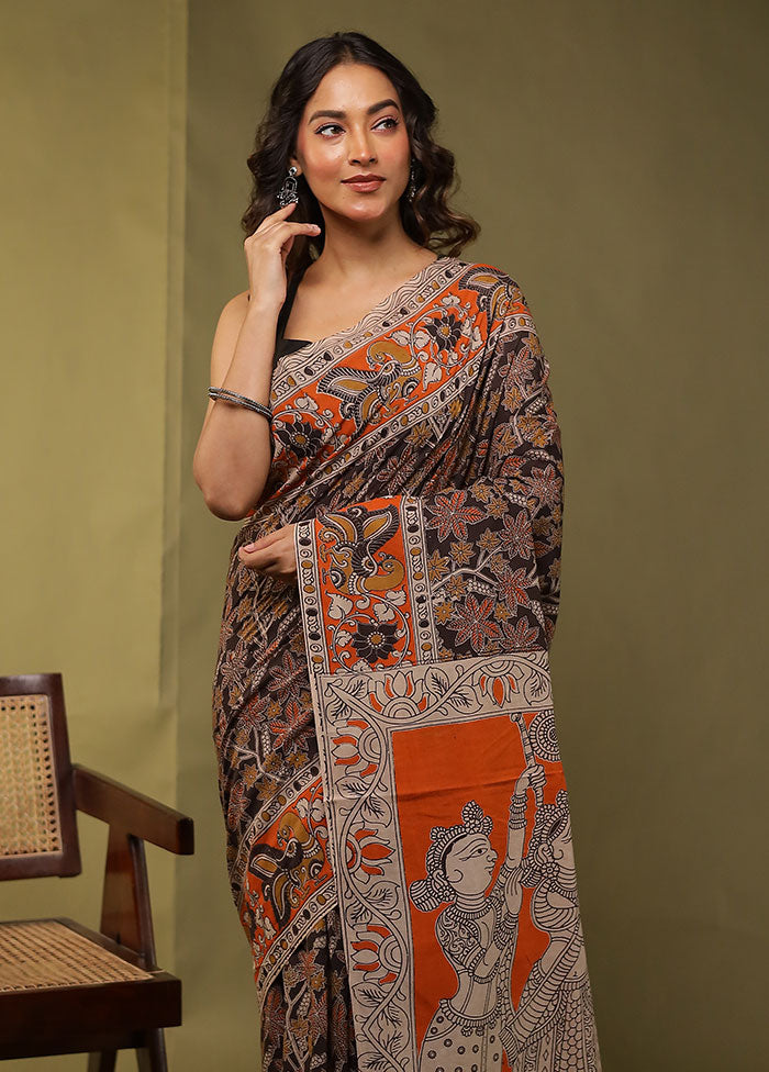 Brown Cotton Saree With Blouse Piece