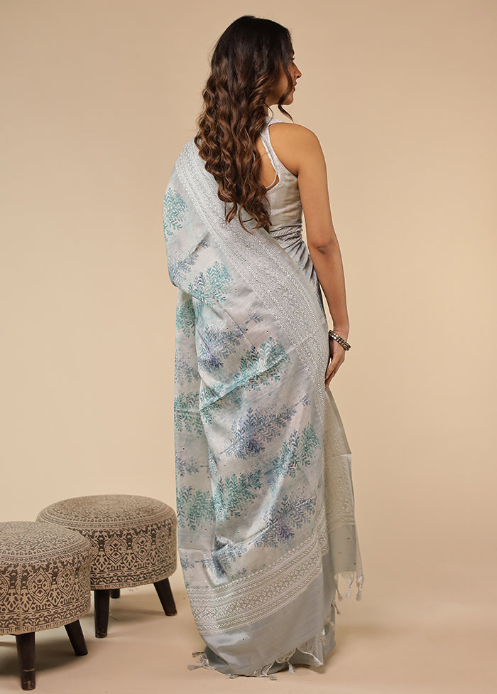 Cream Pure Cotton Saree With Blouse Piece