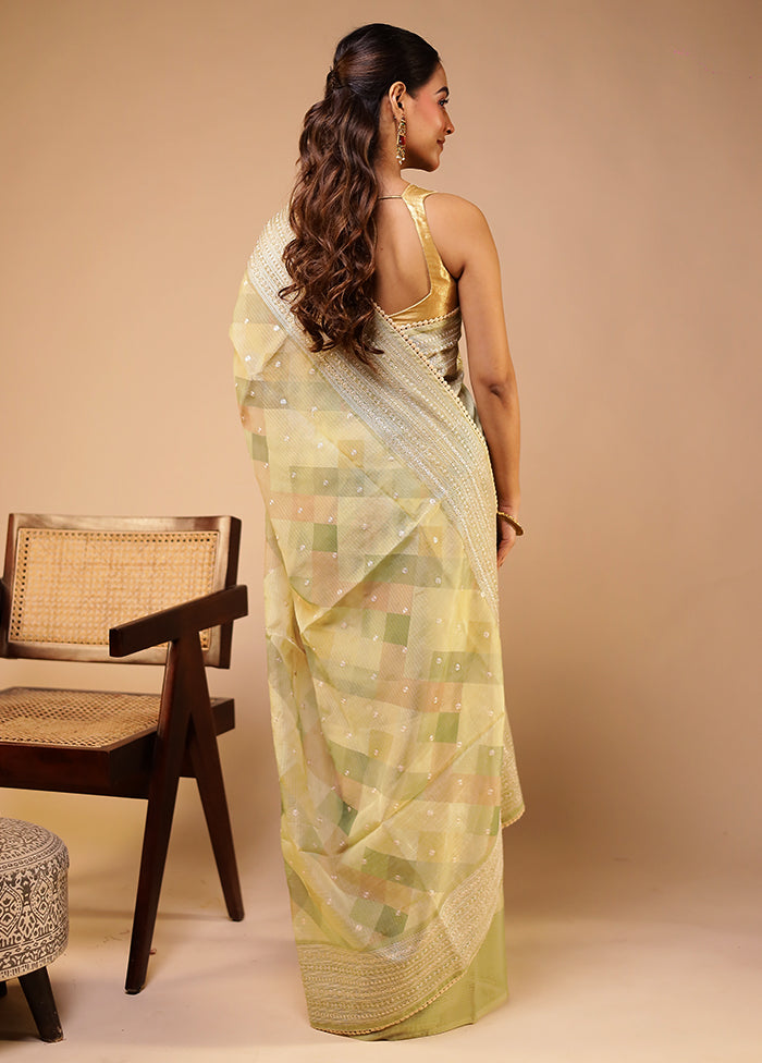 Yellow Pure Cotton Saree With Blouse Piece