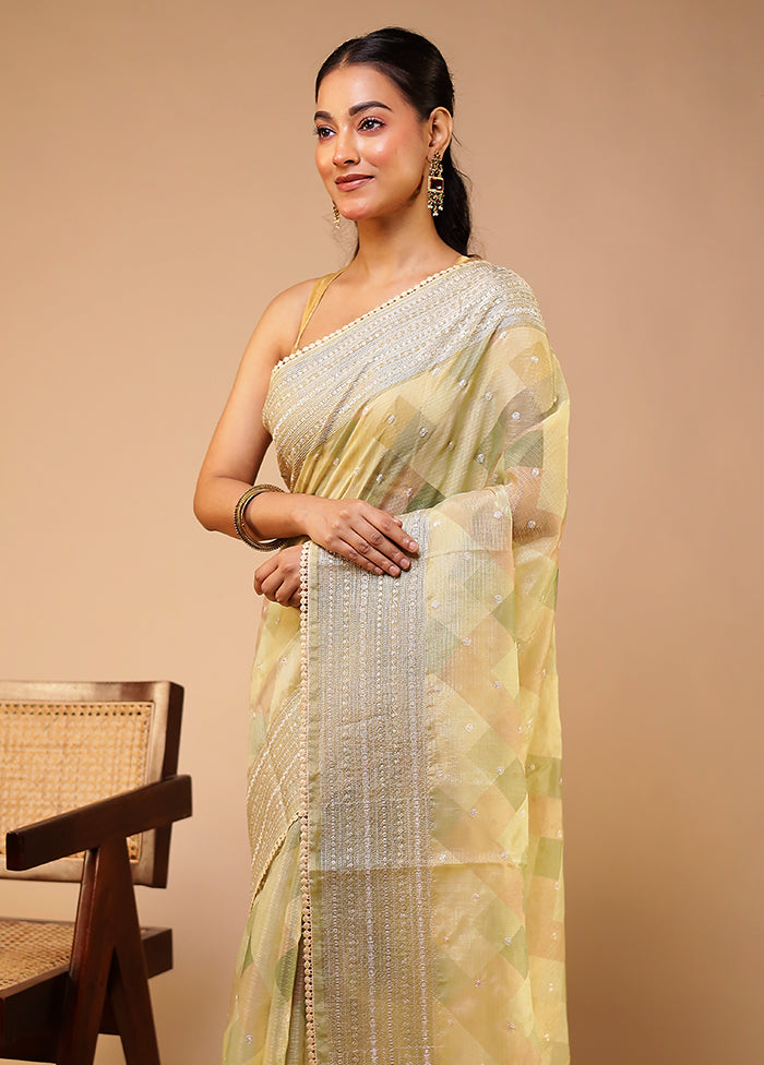 Yellow Pure Cotton Saree With Blouse Piece