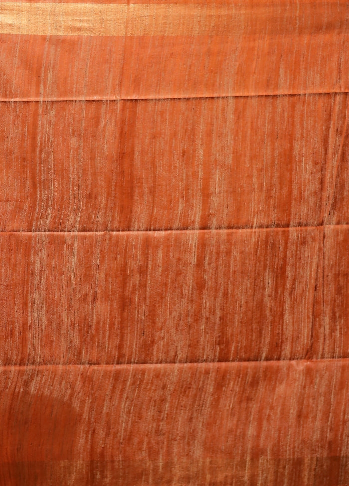 Brown Tussar Silk Saree With Blouse Piece