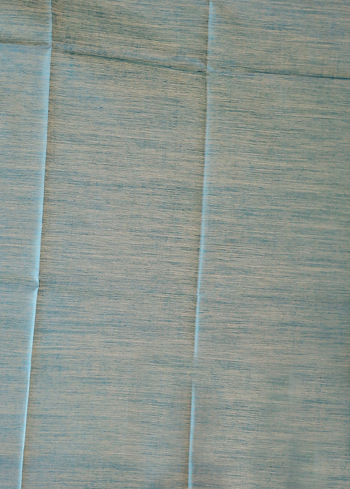Blue Tussar Silk Saree With Blouse Piece