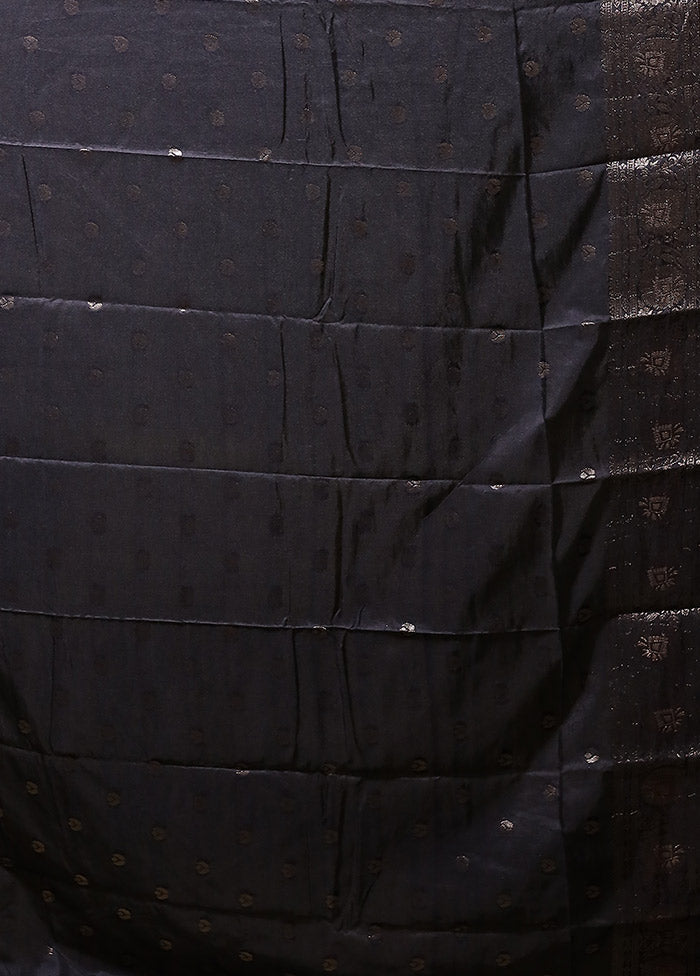 Black Dupion Silk Saree With Blouse Piece
