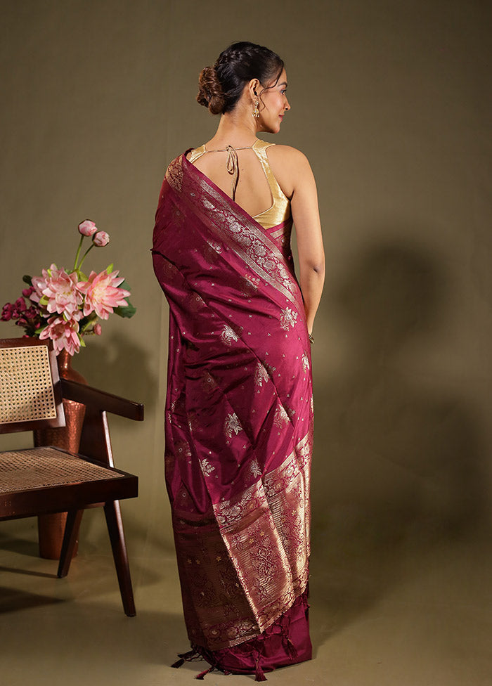 Purple Dupion Silk Saree With Blouse Piece
