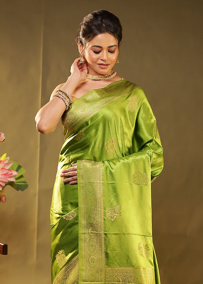 Green Dupion Silk Saree With Blouse Piece