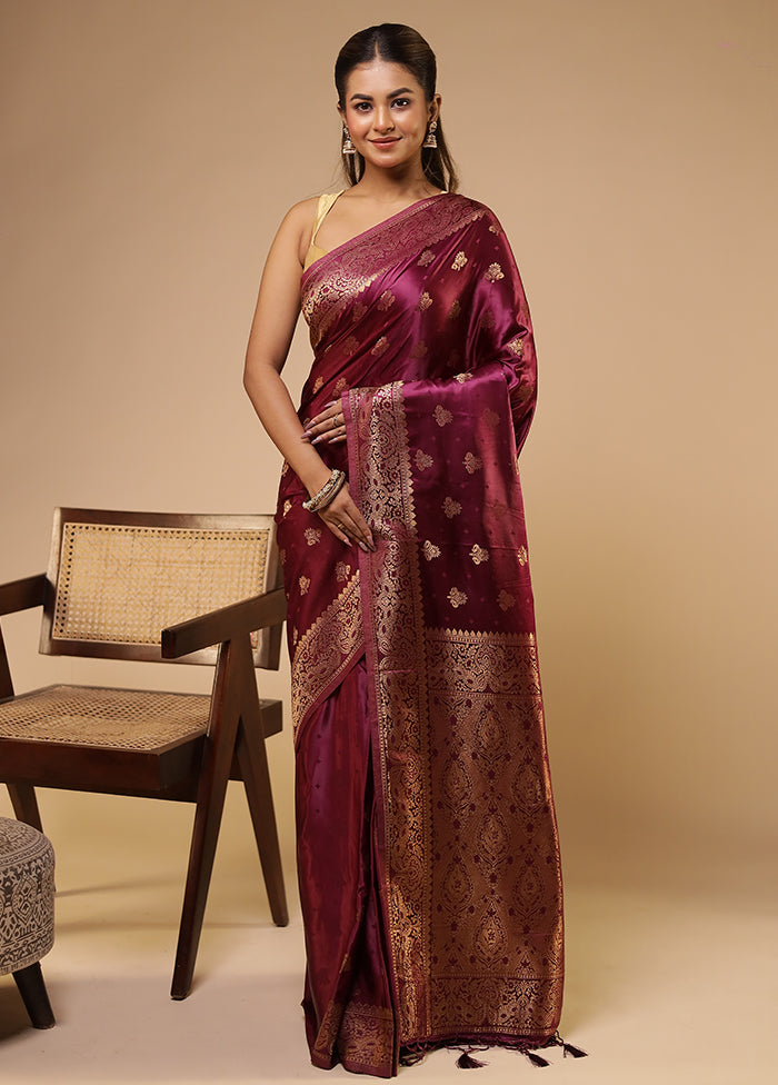 Purple Dupion Silk Saree With Blouse Piece