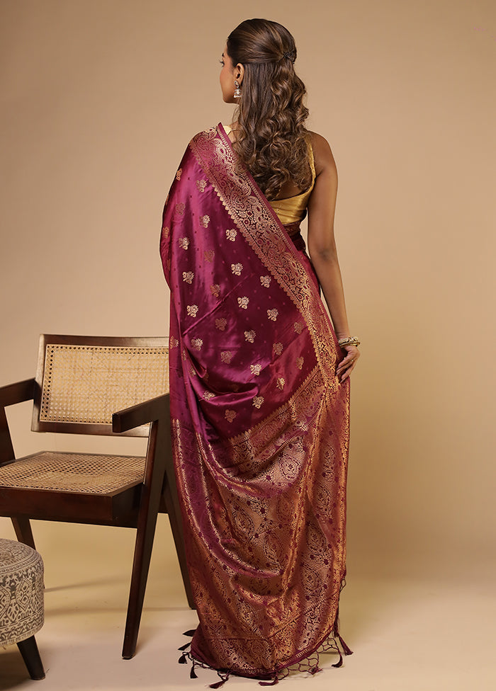 Purple Dupion Silk Saree With Blouse Piece